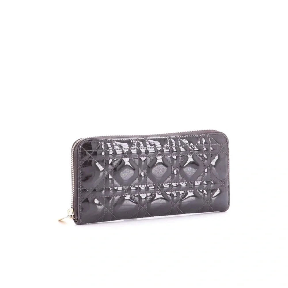 Christian Dior quilted patent leather long wallet